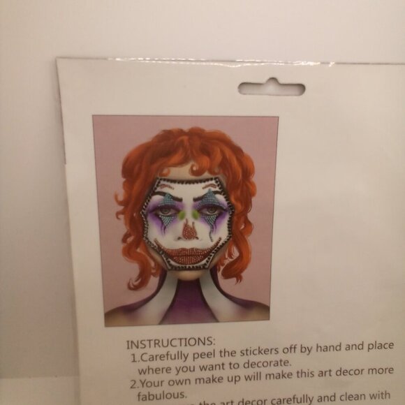 Glitter Joy Face Art Decor Stickers Lot of 4 Unique Patterns - Picture 4 of 10